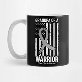 Brain Cancer Awareness USA Flag Proud Grandpa Gray Ribbon Mug